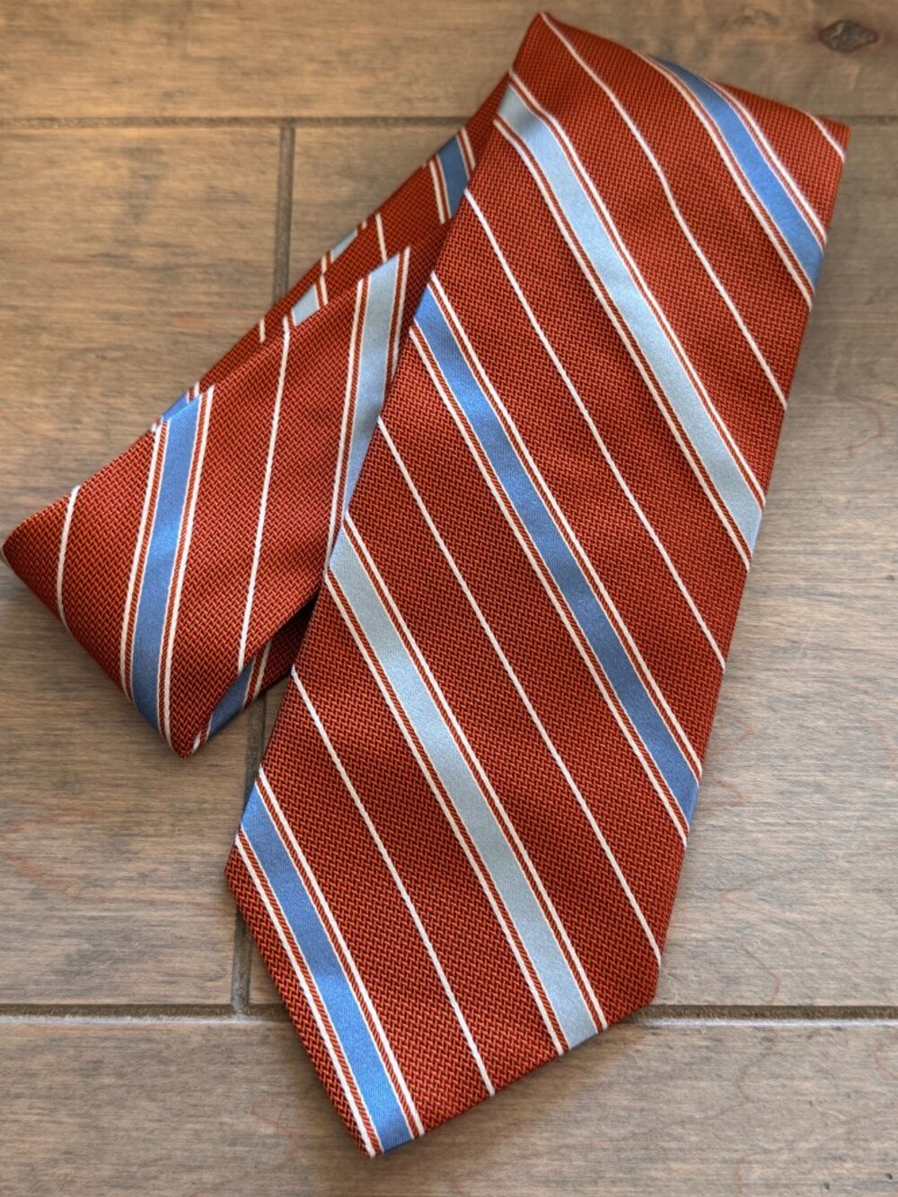 Preppy Classic! Brooks Brothers 346 Orange & Blue Striped Silk Tie